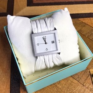 White leather cuff watch